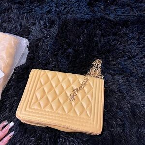 Elegant Quilted Tan Chain Bag